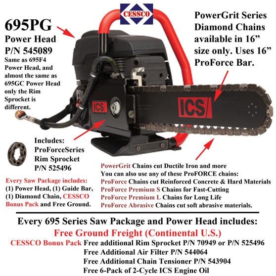 ICS 695PG Ductile Iron Chainsaw diagram