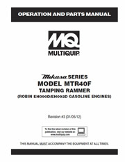 MTR40F Operation and Parts Manual