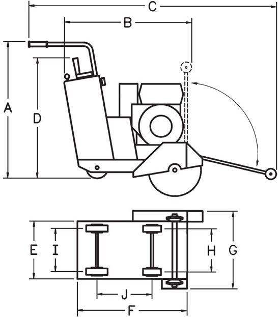 Diamond Products - CC1800XL Concrete Saw Dimensions