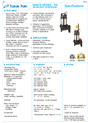 Tsurumi PN Series Pump Sepcifications