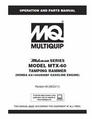 MTX60 (Series) Operation and Parts Manual