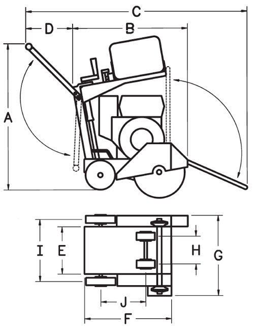 Diamond Products - CC1300XL Concrete Saw Dimensions